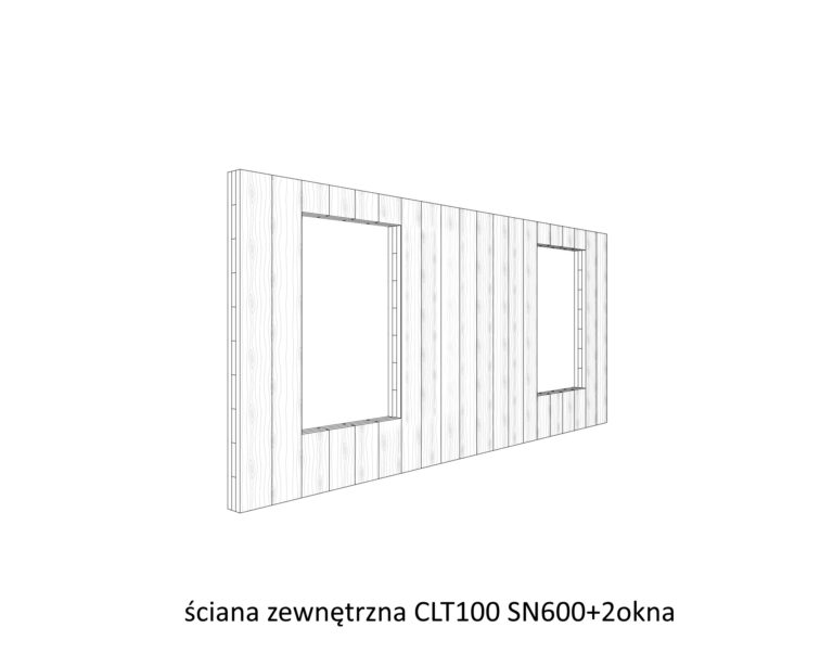 ściana zewnętrzna CLT100 SN600+2okna